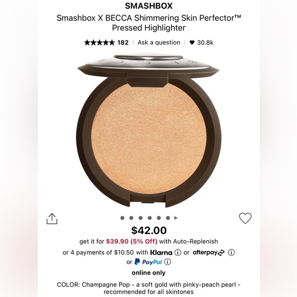 NIB: Smashbox X BECCA Shimmering Skin Perfector Pressed Highlighter - Picture 1 of 8
